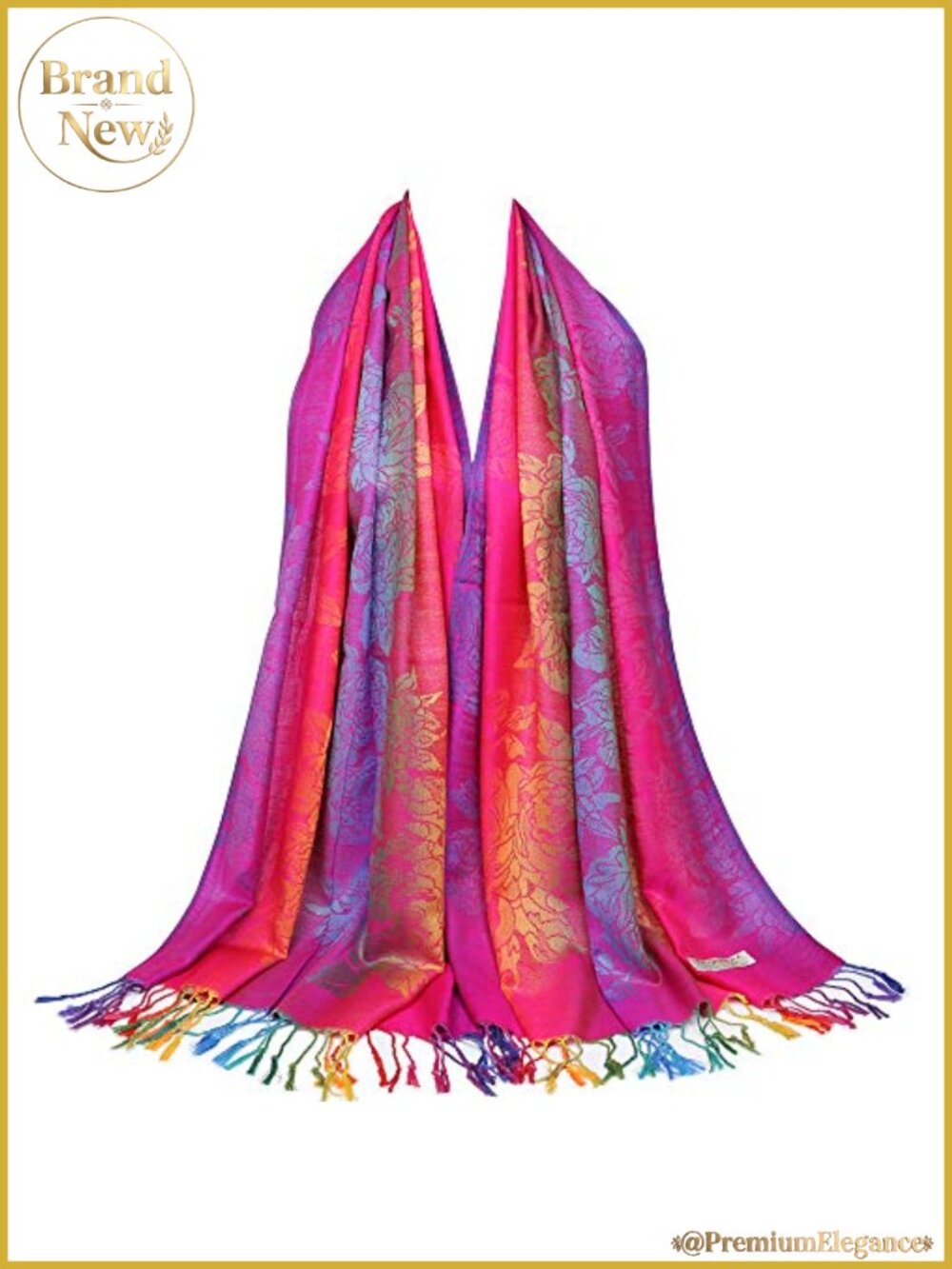 Paisley Pashmina Wrap Shawl Tassels Polyester Cotton Blend